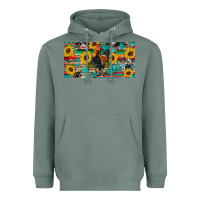 Sage western coop animals rooster sunflowers cowhide wooden serape glitter Heavyweight Hoodie - Artiststas