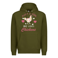 Army Green Just A Girl Who Love Chickens Premium Hoodie - Bettercallsaul