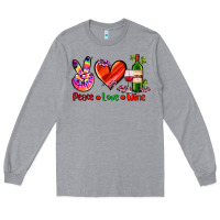 Heather Grey peace love wine Long Sleeve Tee - AdoDesignShop