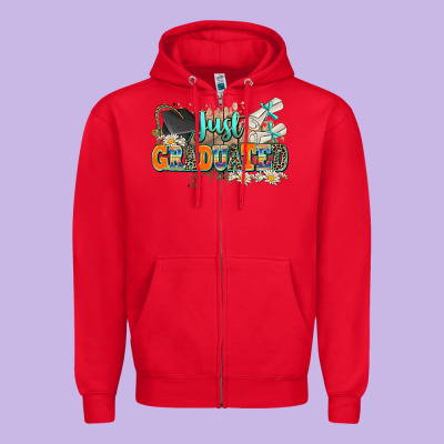 Just Graduated Zipper Hoodie Designed By Adodesignshop