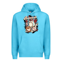 Ocean Blue checkered retro baseball Premium Hoodie - MaliasSmallBusiness