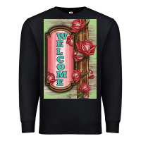 Black Western Red Roses Welcome Premium Sweatshirt - LillyAllenDesigns