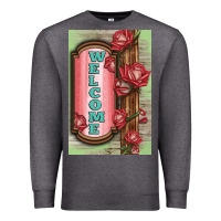Charcoal Heather Western Red Roses Welcome Premium Sweatshirt - LillyAllenDesigns