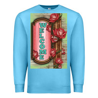 Ocean Blue Western Red Roses Welcome Premium Sweatshirt - LillyAllenDesigns