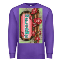 Purple Western Red Roses Welcome Premium Sweatshirt - LillyAllenDesigns