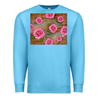 Ocean Blue Western Pink Roses Premium Sweatshirt - LillyAllenDesigns