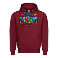 Burgundy autism mom like a normal mom except much cooler Zipper Hoodie - JahusDesignShop