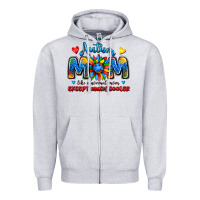 Heather Grey autism mom like a normal mom except much cooler Zipper Hoodie - JahusDesignShop