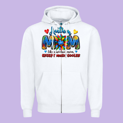 Autism Mom Like A Normal Mom Except Much Cooler Zipper Hoodie Designed By Jahusdesignshop