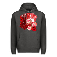 Charcoal Heather valentines day feeling lucky Premium Hoodie - NancyCooperArtShop