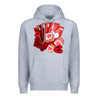 Heather Grey valentines day feeling lucky Premium Hoodie - NancyCooperArtShop
