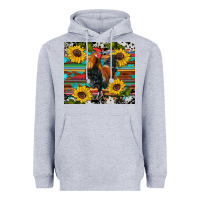 Heather Grey western coop animals rooster sunflowers cowhide wooden serape glitter Heavyweight Hoodie - Artiststas