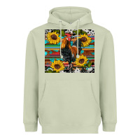 Matcha western coop animals rooster sunflowers cowhide wooden serape glitter Heavyweight Hoodie - Artiststas