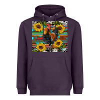 Plum western coop animals rooster sunflowers cowhide wooden serape glitter Heavyweight Hoodie - Artiststas