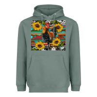 Sage western coop animals rooster sunflowers cowhide wooden serape glitter Heavyweight Hoodie - Artiststas