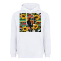White western coop animals rooster sunflowers cowhide wooden serape glitter Heavyweight Hoodie - Artiststas
