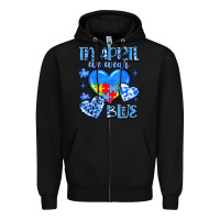 Black in april we wear blue Zipper Hoodie - JahusDesignShop
