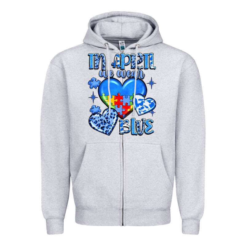 In April We Wear Blue Zipper Hoodie by JahusDesignShop | Teevron