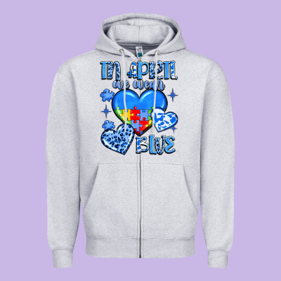 In April We Wear Blue Zipper Hoodie Designed By Jahusdesignshop