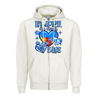 Oatmeal Heather in april we wear blue Zipper Hoodie - JahusDesignShop