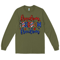 Army Green Freedom freedom freedom Long Sleeve Tee - Neo Western