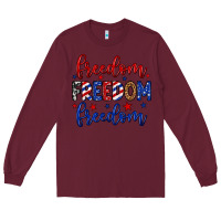 Burgundy Freedom freedom freedom Long Sleeve Tee - Neo Western