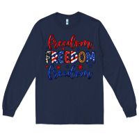 Navy Freedom freedom freedom Long Sleeve Tee - Neo Western
