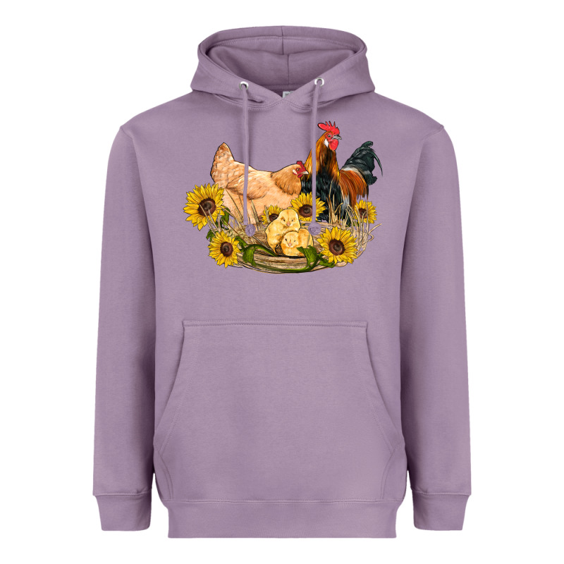 Western Coop Animals Farm Chicken Chick Rooster Sunflowers Heavyweight Hoodie by Artiststas | Teevron