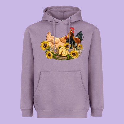 Western Coop Animals Farm Chicken Chick Rooster Sunflowers Heavyweight Hoodie Designed By Artiststas