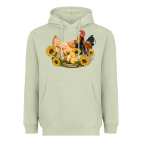 Matcha western coop animals farm chicken chick rooster sunflowers Heavyweight Hoodie - Artiststas