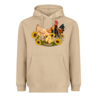 Mushroom western coop animals farm chicken chick rooster sunflowers Heavyweight Hoodie - Artiststas