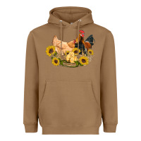 Toasted Coconut western coop animals farm chicken chick rooster sunflowers Heavyweight Hoodie - Artiststas