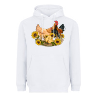 White western coop animals farm chicken chick rooster sunflowers Heavyweight Hoodie - Artiststas