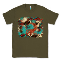 Army Green aztec turquoise glitter cowhide  tooled leather ba Classic Tee - FaDigitalArtStudio