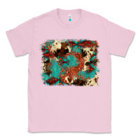 Bubblegum Pink aztec turquoise glitter cowhide  tooled leather ba Classic Tee - FaDigitalArtStudio