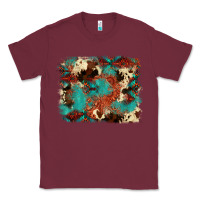 Burgundy aztec turquoise glitter cowhide  tooled leather ba Classic Tee - FaDigitalArtStudio