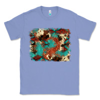 Colony Blue aztec turquoise glitter cowhide  tooled leather ba Classic Tee - FaDigitalArtStudio