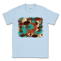 Dusty Blue aztec turquoise glitter cowhide  tooled leather ba Classic Tee - FaDigitalArtStudio
