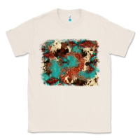 Natural aztec turquoise glitter cowhide  tooled leather ba Classic Tee - FaDigitalArtStudio