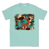 Seafoam aztec turquoise glitter cowhide  tooled leather ba Classic Tee - FaDigitalArtStudio