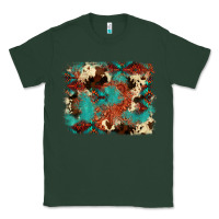 Sports Green aztec turquoise glitter cowhide  tooled leather ba Classic Tee - FaDigitalArtStudio