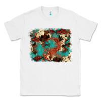 White aztec turquoise glitter cowhide  tooled leather ba Classic Tee - FaDigitalArtStudio