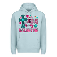 Blue Mist jesus is my valentine Premium Hoodie - NancyCooperArtShop