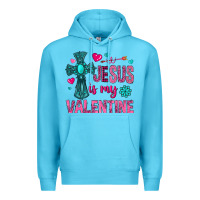 Ocean Blue jesus is my valentine Premium Hoodie - NancyCooperArtShop