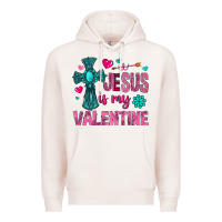 Pale Pink jesus is my valentine Premium Hoodie - NancyCooperArtShop