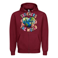 Burgundy teachers change the world Zipper Hoodie - JahusDesignShop