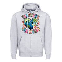 Heather Grey teachers change the world Zipper Hoodie - JahusDesignShop