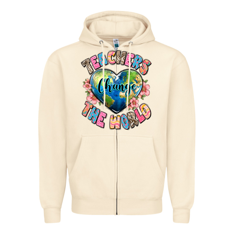 Teachers Change The World Zipper Hoodie by JahusDesignShop | Teevron