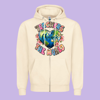 Teachers Change The World Zipper Hoodie Designed By Jahusdesignshop