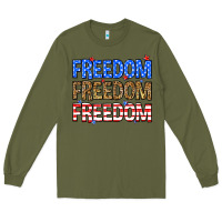 Army Green Freedom freedom freedom Long Sleeve Tee - Neo Western